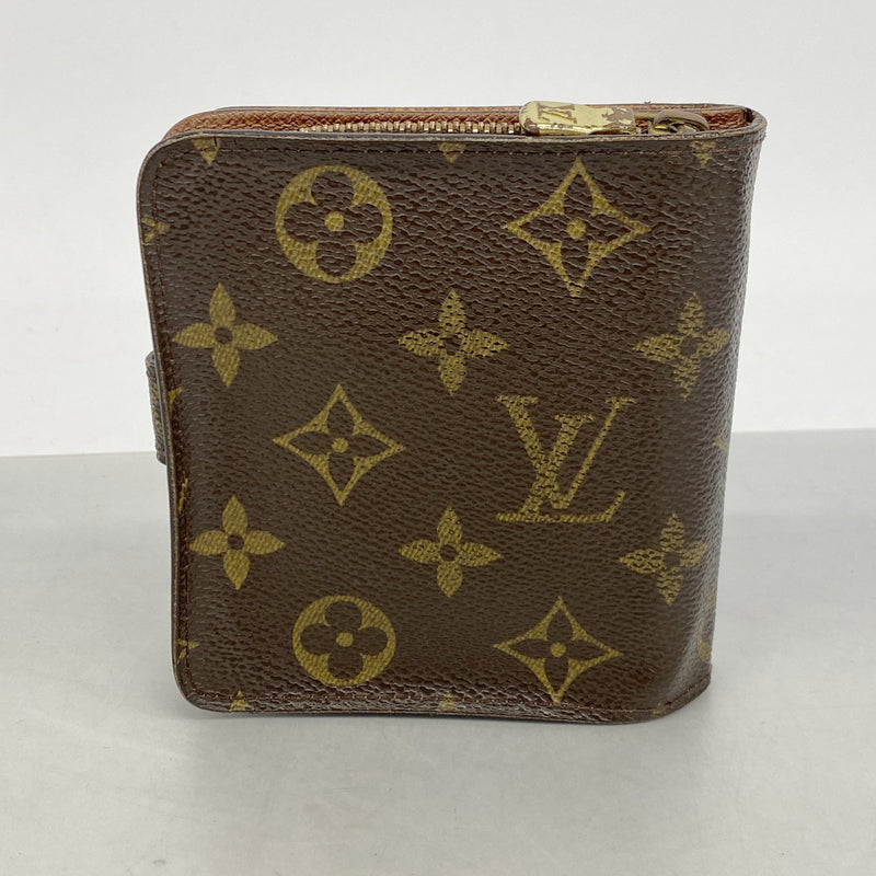 【6kc2854-h】ルイヴィトン 財布 モノグラム コンパクトジップ M61667 ブラウン【中古】レディース