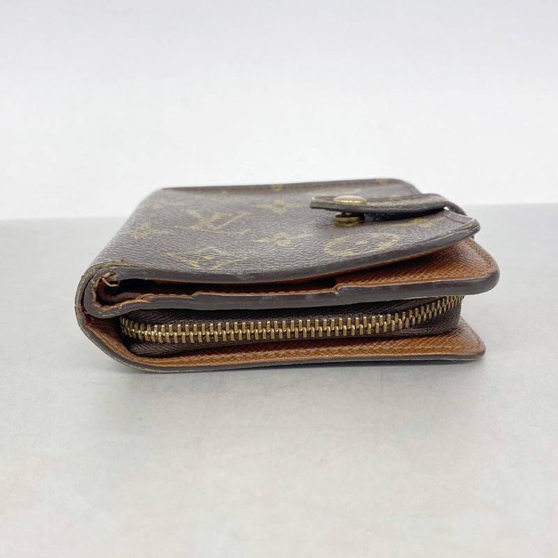 【6kc2854-h】ルイヴィトン 財布 モノグラム コンパクトジップ M61667 ブラウン【中古】レディース