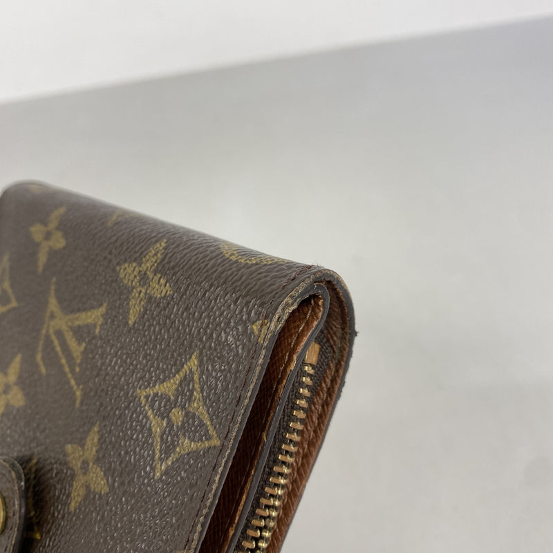 【6kc2854-h】ルイヴィトン 財布 モノグラム コンパクトジップ M61667 ブラウン【中古】レディース