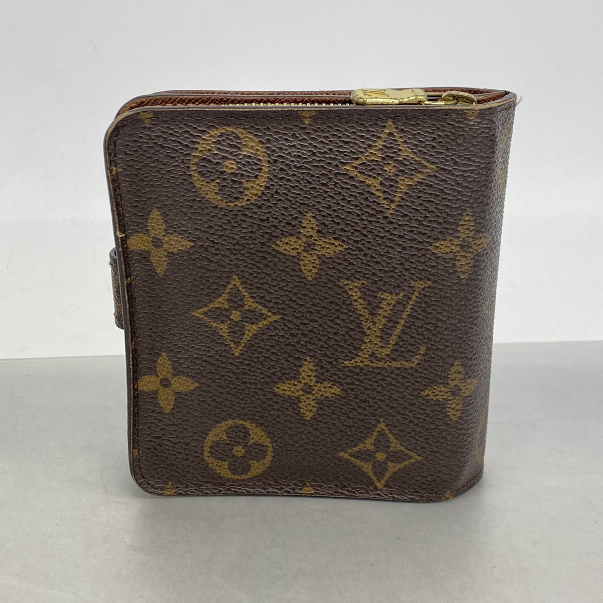 【6kc2865】ルイヴィトン 財布 モノグラム コンパクトジップ M61667 ブラウン【中古】レディース