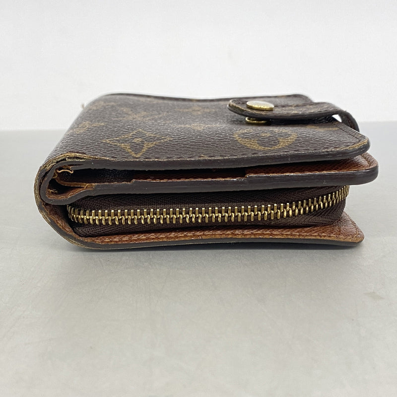 【6kc2865】ルイヴィトン 財布 モノグラム コンパクトジップ M61667 ブラウン【中古】レディース