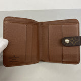 【6kc2865】ルイヴィトン 財布 モノグラム コンパクトジップ M61667 ブラウン【中古】レディース
