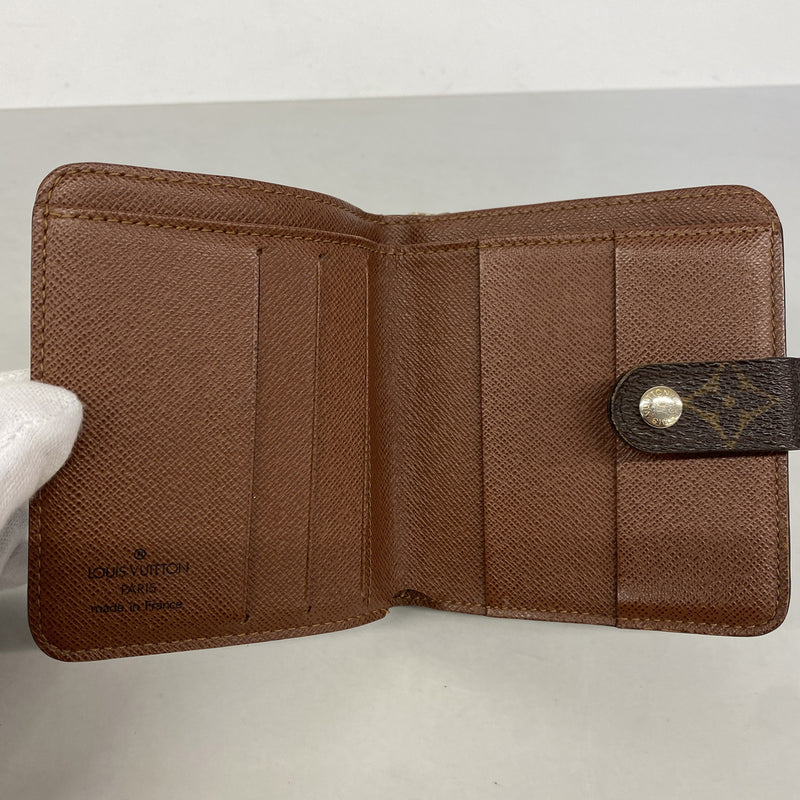 【6kc2865】ルイヴィトン 財布 モノグラム コンパクトジップ M61667 ブラウン【中古】レディース