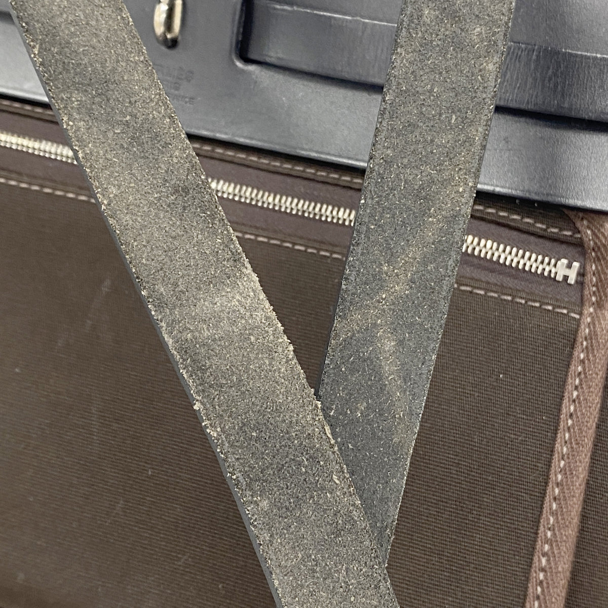 【6kc2870】エルメス ハンドバッグ エールバッグジップPM トワルオフィシエ ブラック ブラウン シルバー金具 D刻印 2wayバッグ【中古】レディース