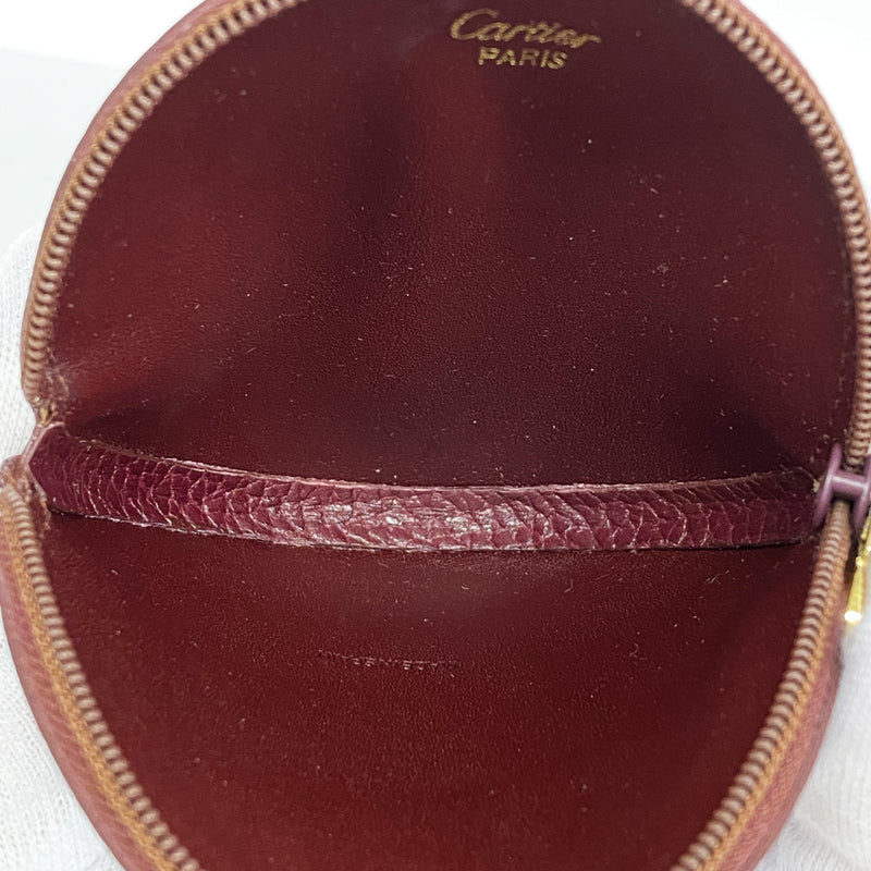【6kc2889】カルティエ コインケース マスト レザー ボルドー ゴールド金具【中古】レディース