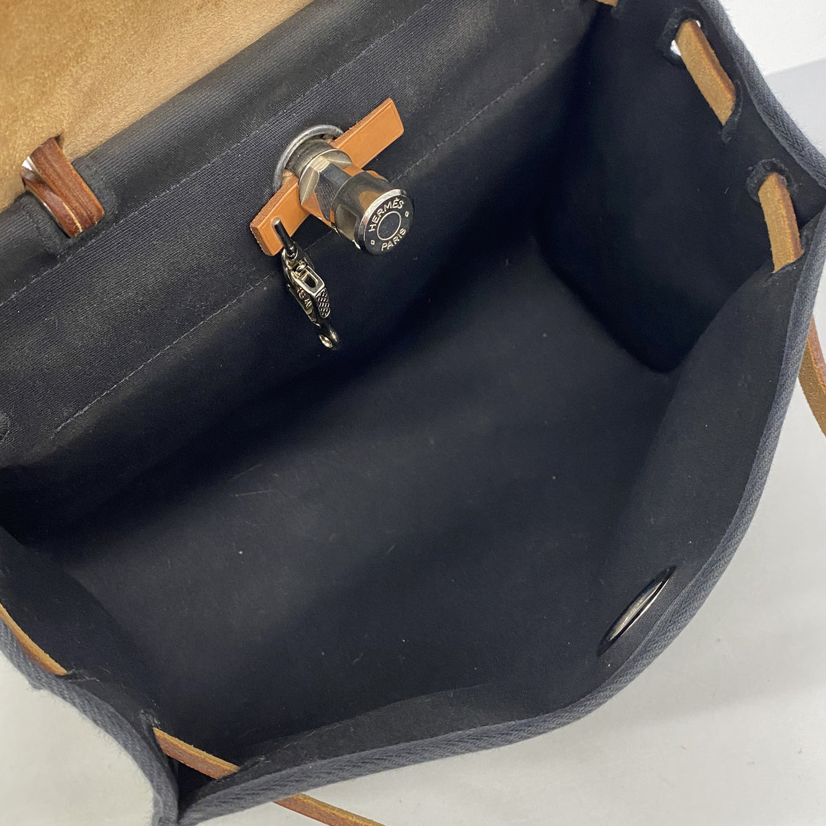 【6kc2905】エルメス ハンドバッグ エールバッグPM トワルオフィシエ ブラック ナチュラル シルバー金具 □D刻印 2wayバッグ【中古】レディース