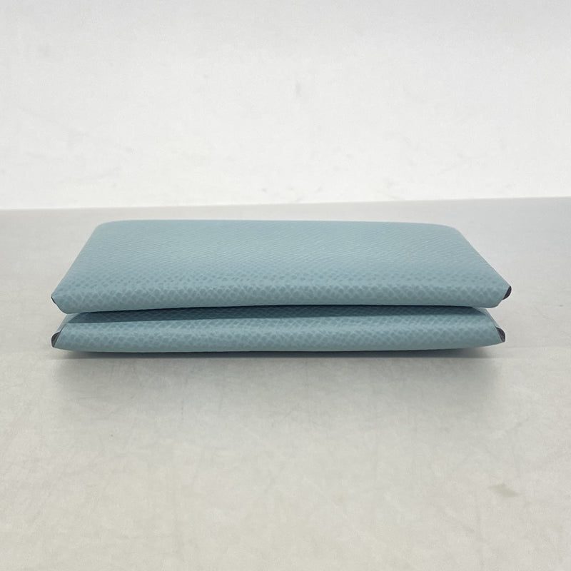 【6kc2907】エルメス カードケース カルヴィ ヴォーエプソン シエル シルバー金具 G刻印【中古】メンズ レディース ユニセックス