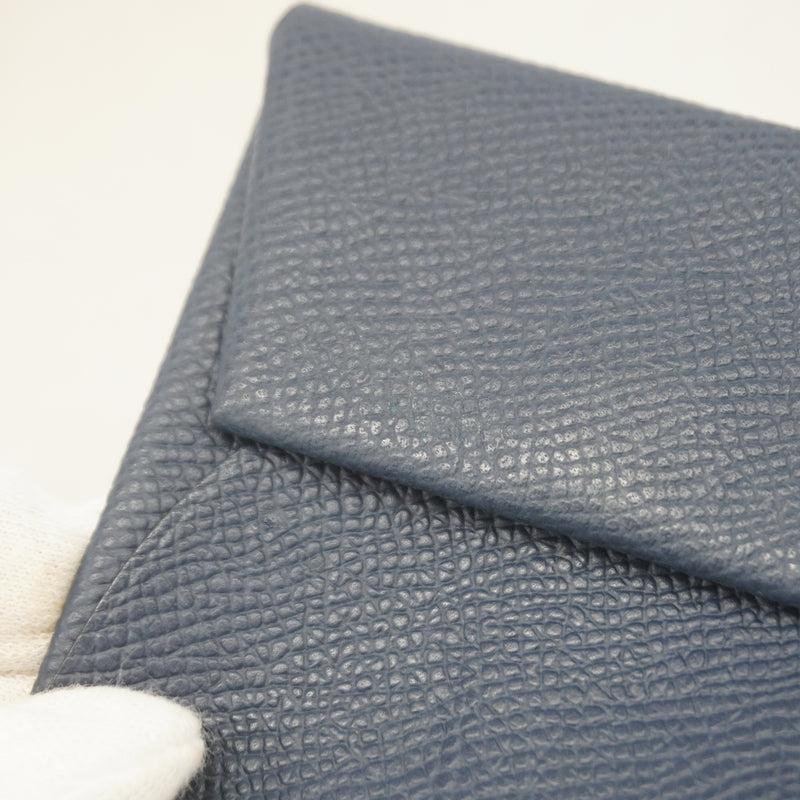 【6kc2937】エルメス コインケース バスティア ヴォーエプソン ブルーネイビー シルバー金具 W刻印【中古】メンズ レディース ユニセックス