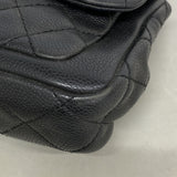 【6kc2961】シャネル ショルダーバッグ マトラッセ Wチェーン キャビアスキン ブラック シルバー金具【中古】レディース