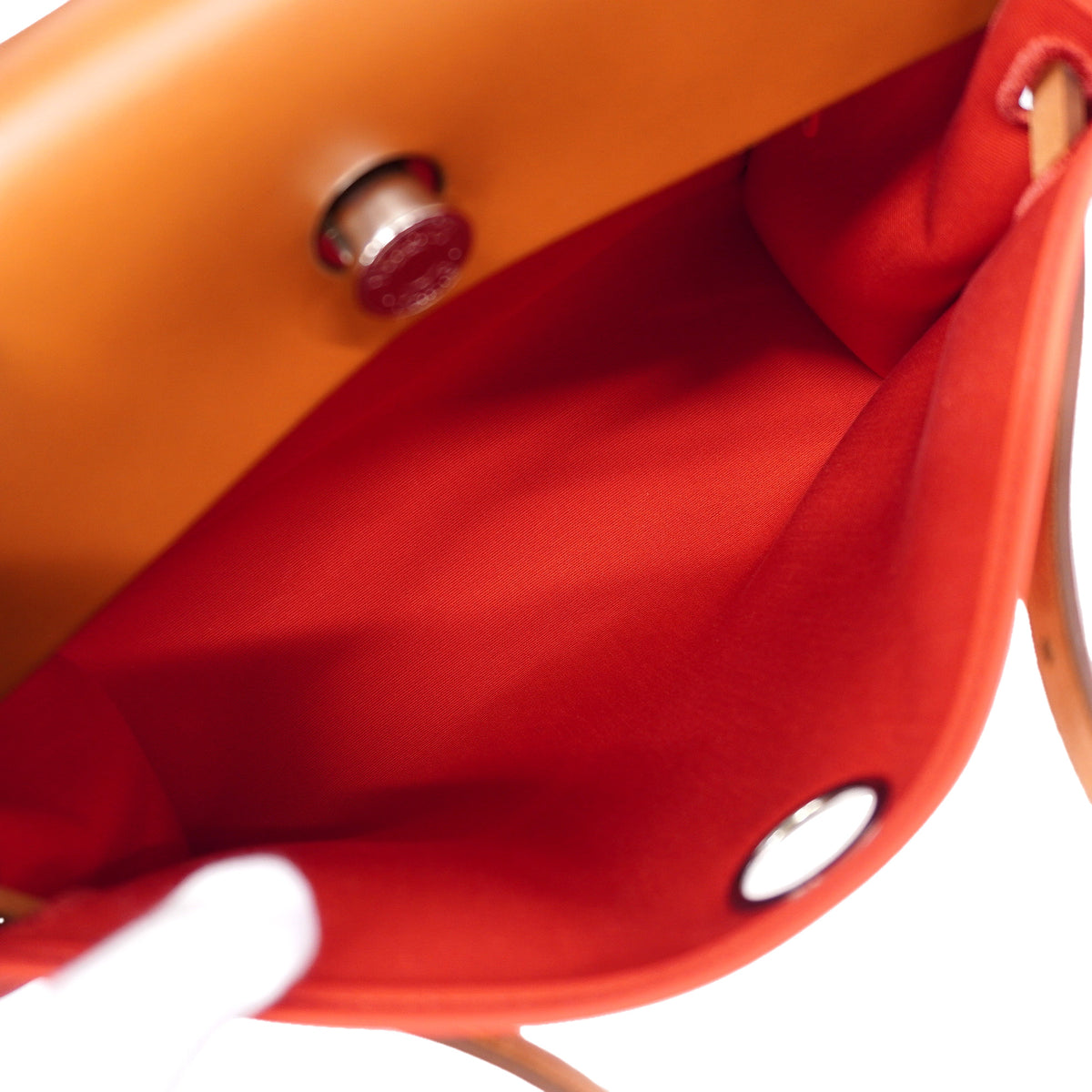【6kc2970】エルメス ハンドバッグ エールバッグジップPM トワルオフィシエ ブラウン レッド シルバー金具 C刻印 2wayバッグ【中古】レディース