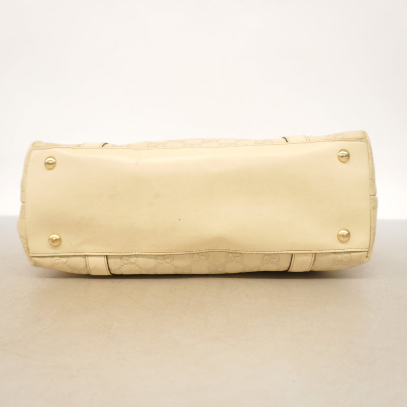 【6kc3017】グッチ トートバッグ グッチシマ 141470 レザー ベージュ ゴールド金具【中古】レディース