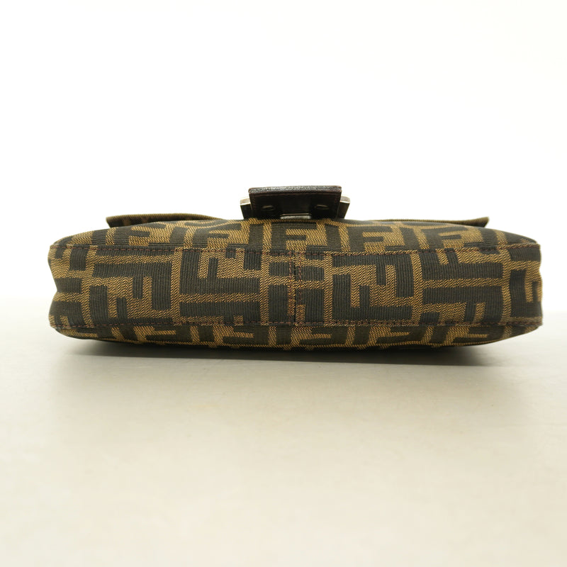 【6kc3027】フェンディ ハンドバッグ ズッカ マンマバケット ナイロンキャンバス ブラウン シルバー金具【中古】レディース