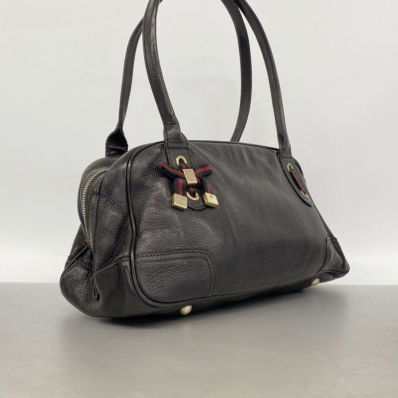 【6kc3043】グッチ ショルダーバッグ プリンシー 161720 レザー ブラック シャンパンゴールド金具【中古】レディース