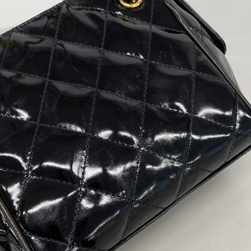 【6kc3045】シャネル ショルダーバッグ マトラッセ チェーンショルダー パテントレザー ブラック ゴールド金具【中古】レディース