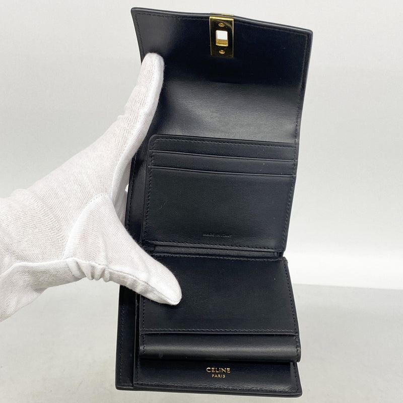 【6kc3047】セリーヌ 財布 セーズ レザー ブラック ゴールド金具【中古】レディース
