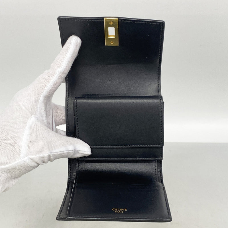 【6kc3047】セリーヌ 財布 セーズ レザー ブラック ゴールド金具【中古】レディース