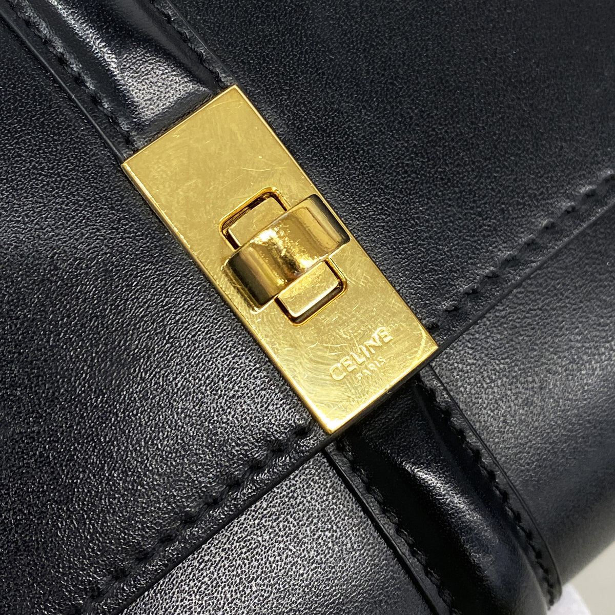 【6kc3047】セリーヌ 財布 セーズ レザー ブラック ゴールド金具【中古】レディース