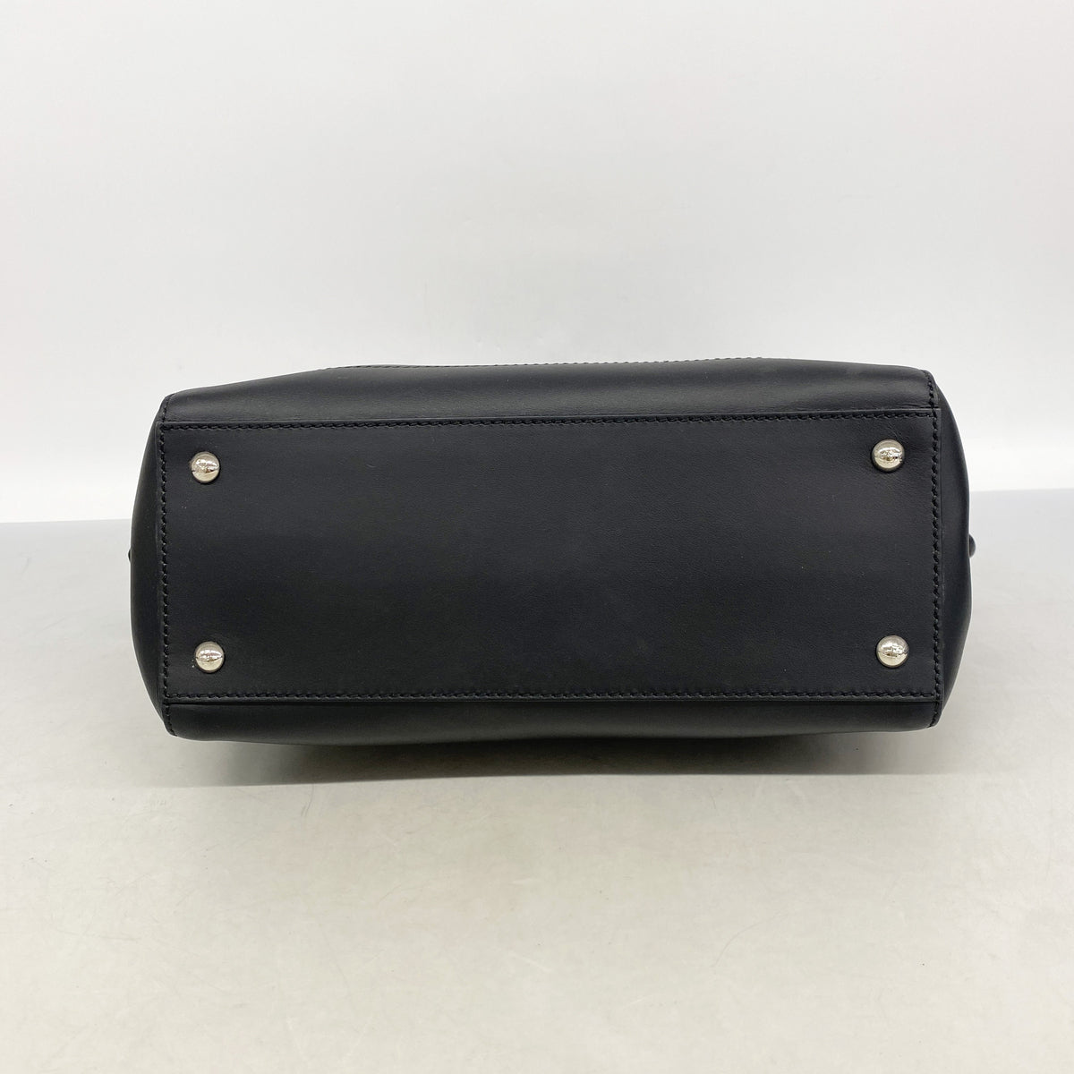 【6kc3048】フェンディ ハンドバッグ ドットコム レザー ブラック シルバー金具 2wayバッグ【中古】メンズ