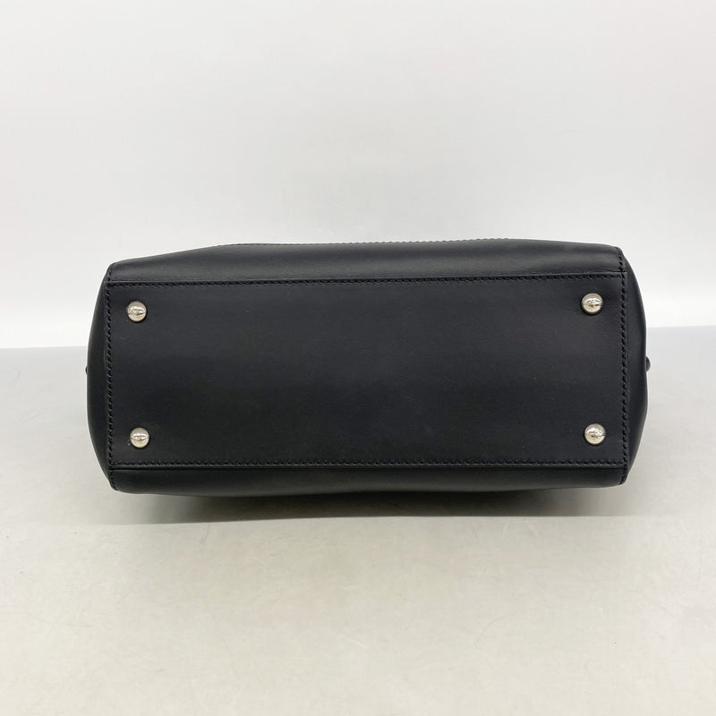 【6kc3048】フェンディ ハンドバッグ ドットコム レザー ブラック シルバー金具 2wayバッグ【中古】メンズ