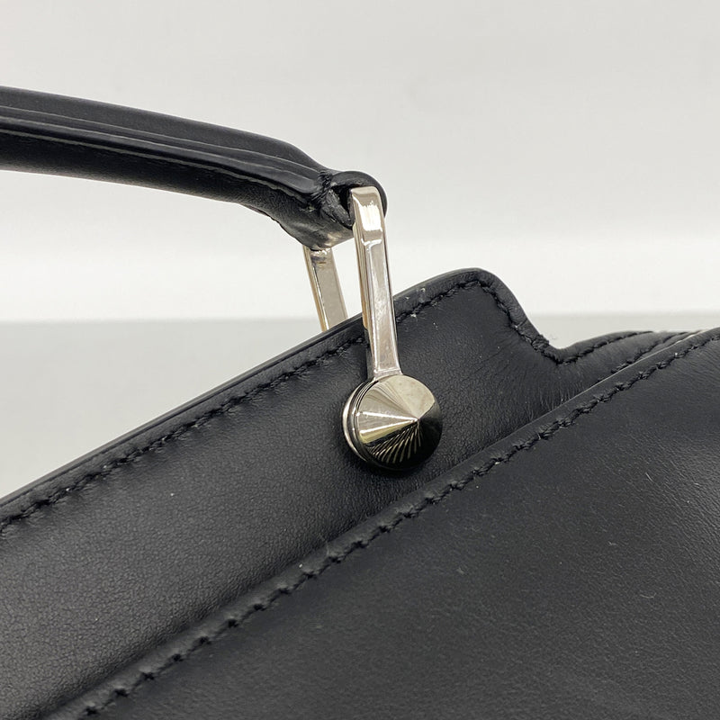 【6kc3048】フェンディ ハンドバッグ ドットコム レザー ブラック シルバー金具 2wayバッグ【中古】メンズ