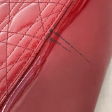 【6kc3049】クリスチャンディオール ハンドバッグ カナージュ レディディオール エナメル レッド シルバー金具 2wayバッグ【中古】レディース