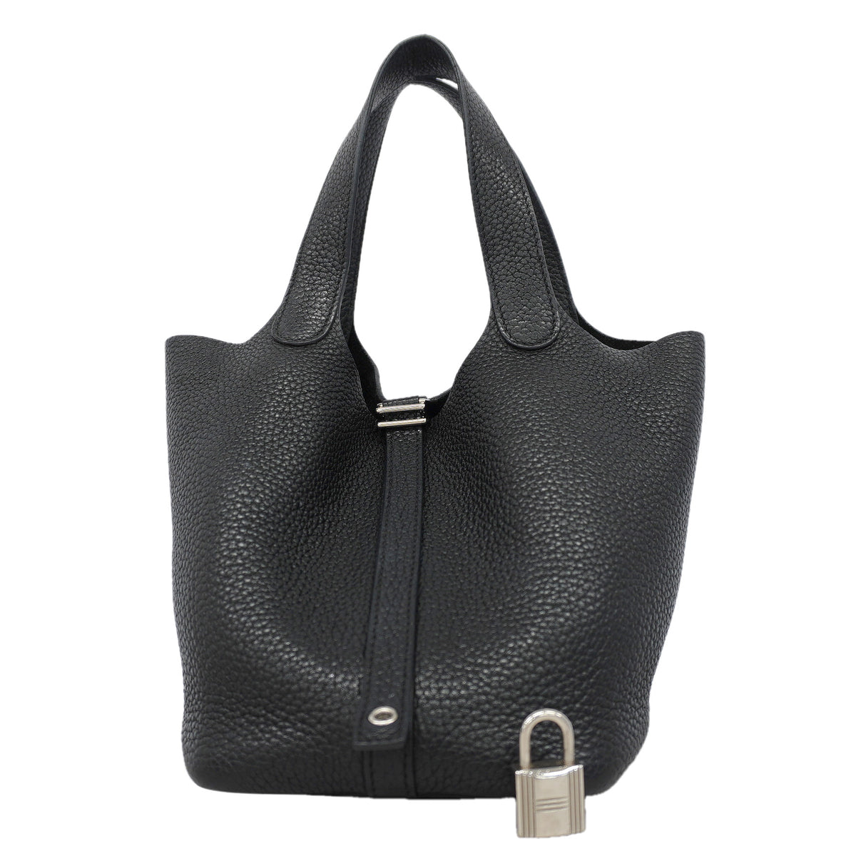 【6kc3059-e】エルメス ハンドバッグ ピコタンロックPM トリヨンクレマンス ブラック シルバー金具 □P刻印【中古】レディース