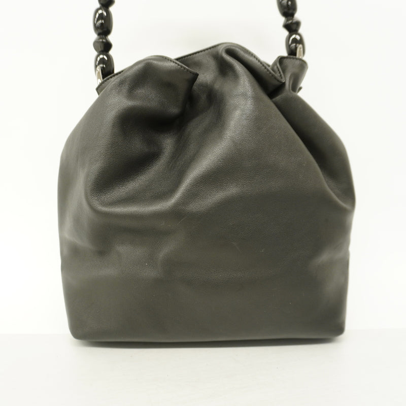 【6kc3071】クリスチャンディオール ハンドバッグ マリスパール レザー ブラック シルバー金具【中古】レディース