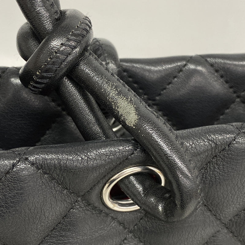 【6kc3119】シャネル トートバッグ カンボン ラムスキン ブラック シルバー金具【中古】レディース