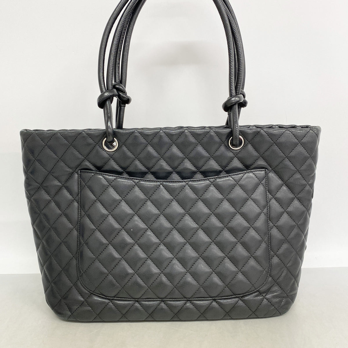 【6kc3119】シャネル トートバッグ カンボン ラムスキン ブラック シルバー金具【中古】レディース