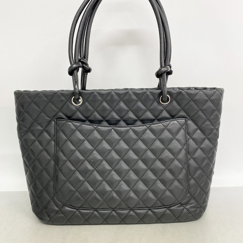 【6kc3119】シャネル トートバッグ カンボン ラムスキン ブラック シルバー金具【中古】レディース