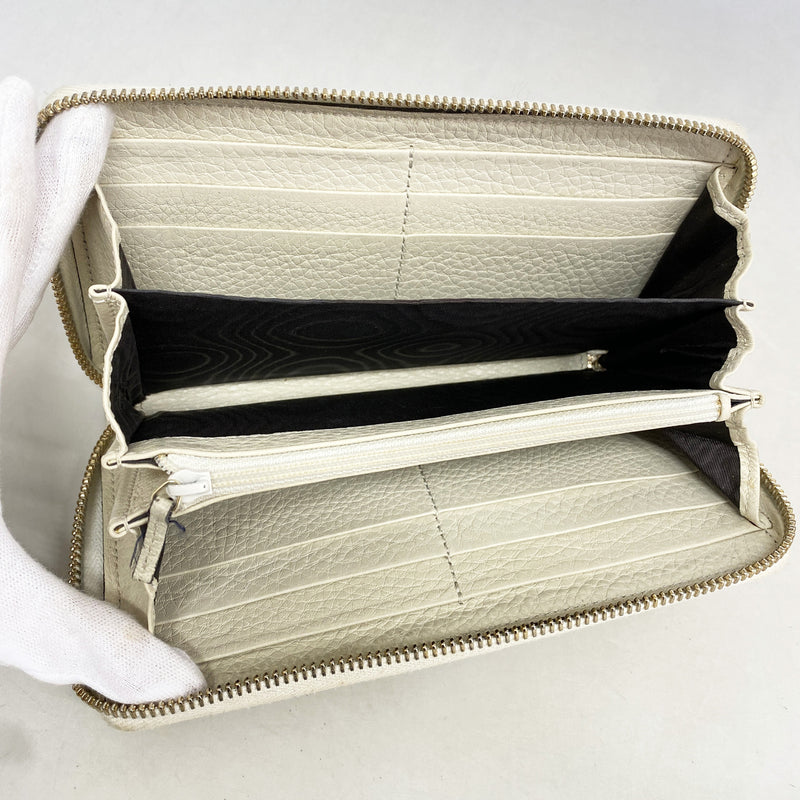 【6kc3121】グッチ 長財布 バンブー 307984 レザー アイボリー シャンパンゴールド金具【中古】レディース