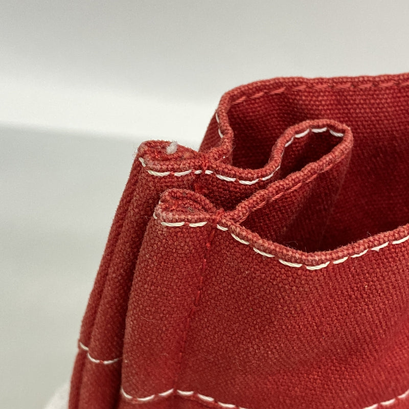 【6kc3123】エルメス トートバッグ ドーヴィルMM キャンバス レッド シルバー金具【中古】メンズ レディース ユニセックス