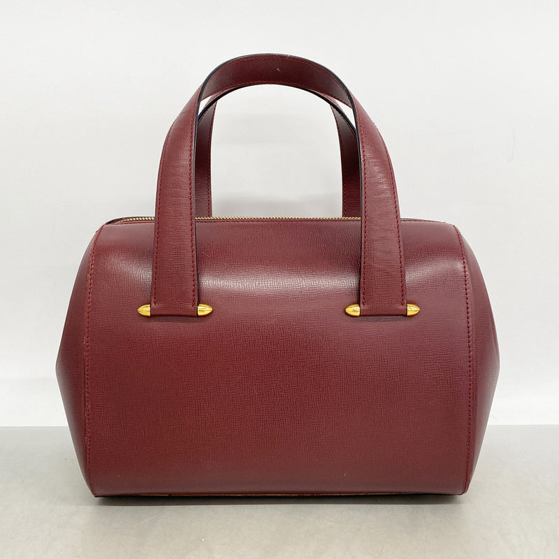 【6kc3124】カルティエ ハンドバッグ マスト レザー ボルドー ゴールド金具【中古】レディース