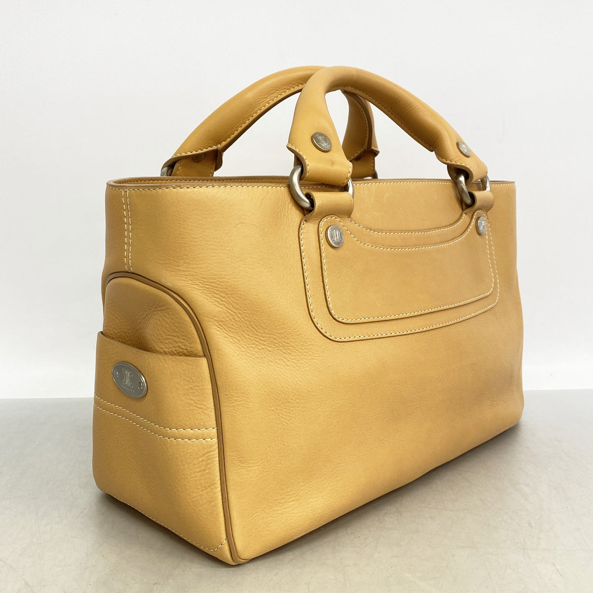 【6kc3132】セリーヌ ハンドバッグ ブギーバッグ レザー オレンジ シルバー金具【中古】レディース