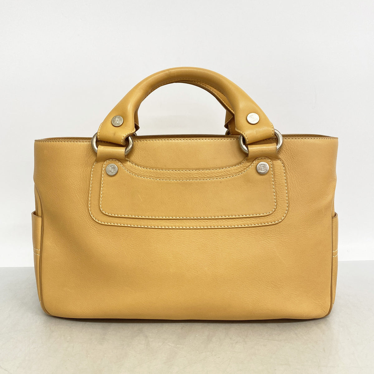 【6kc3132】セリーヌ ハンドバッグ ブギーバッグ レザー オレンジ シルバー金具【中古】レディース