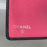 【6kc3159】シャネル 長財布 カンボン ラムスキン ブラック シルバー金具【中古】レディース