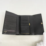 【6kc3160】シャネル 三つ折り長財布 レザー ブラック ゴールド金具【中古】レディース