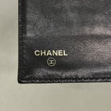【6kc3160】シャネル 三つ折り長財布 レザー ブラック ゴールド金具【中古】レディース