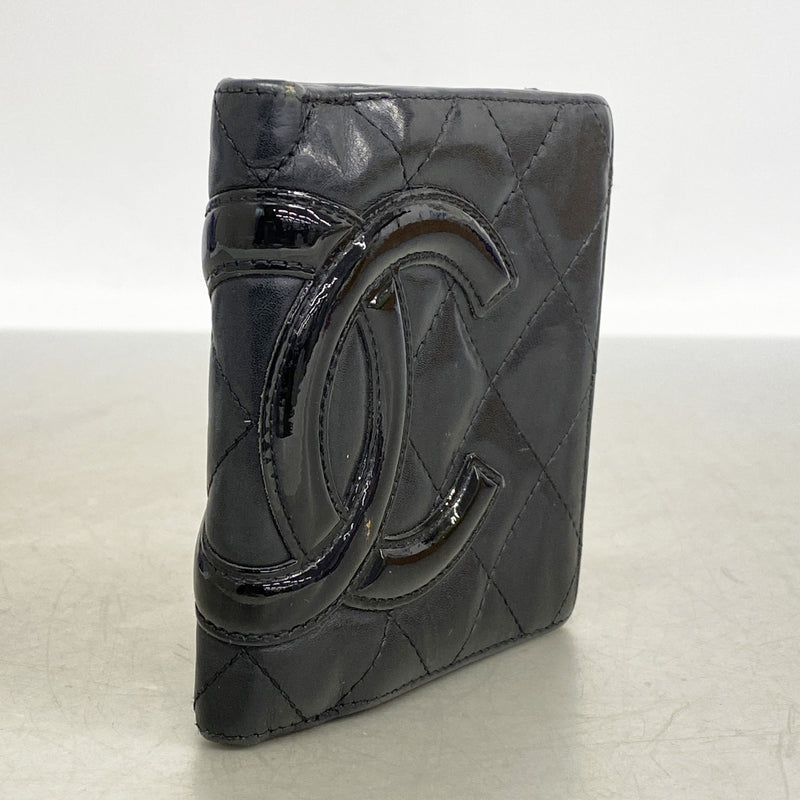 【6kc3161】シャネル 財布 カンボン ラムスキン ブラック シルバー金具【中古】レディース