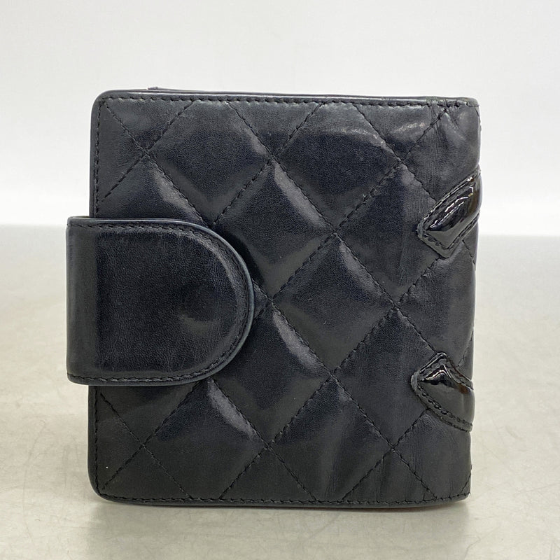 【6kc3161】シャネル 財布 カンボン ラムスキン ブラック シルバー金具【中古】レディース