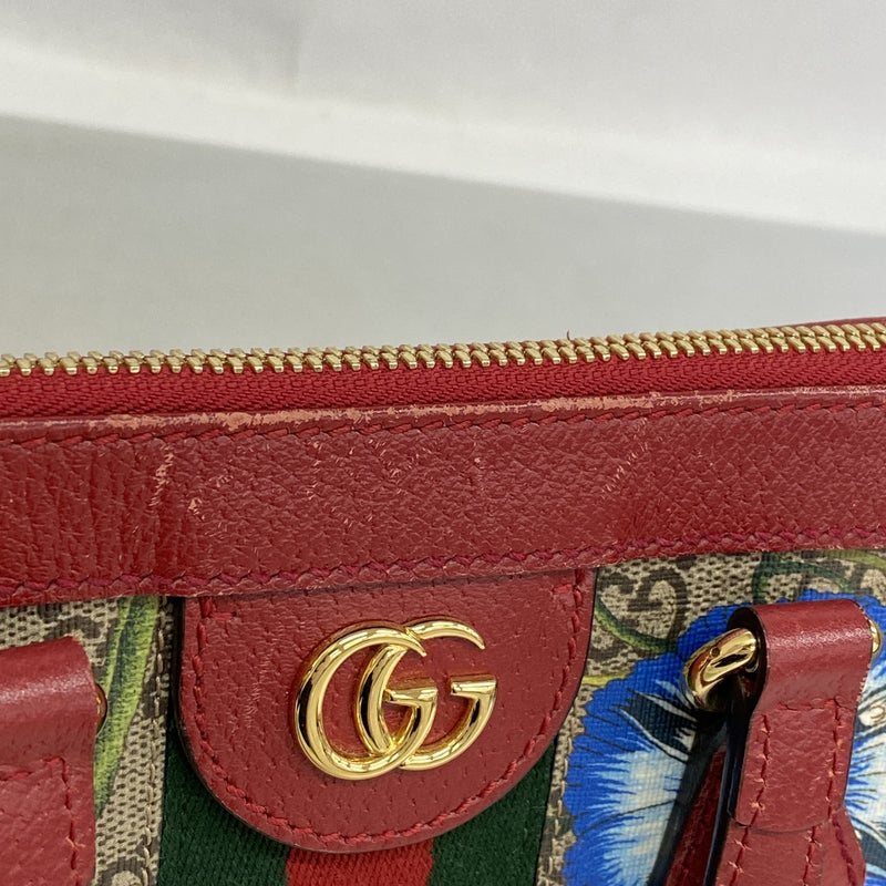 【6kc3162】グッチ ハンドバッグ オフィディア GGフローラ 547551 PVC ブラウン ボルドー ゴールド金具 2wayバッグ【中古】レディース