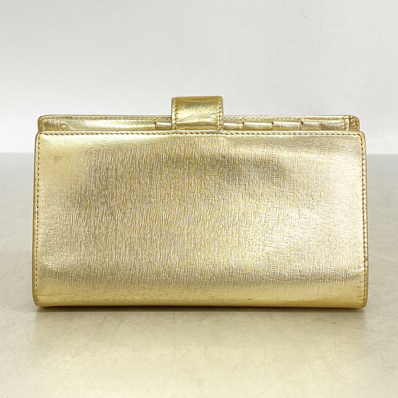 【6kc3171】シャネル 長財布 レザー ゴールド ゴールド金具【中古】レディース