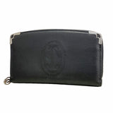 【6kc3172】カルティエ 長財布 マスト レザー ブラック シルバー金具【中古】レディース