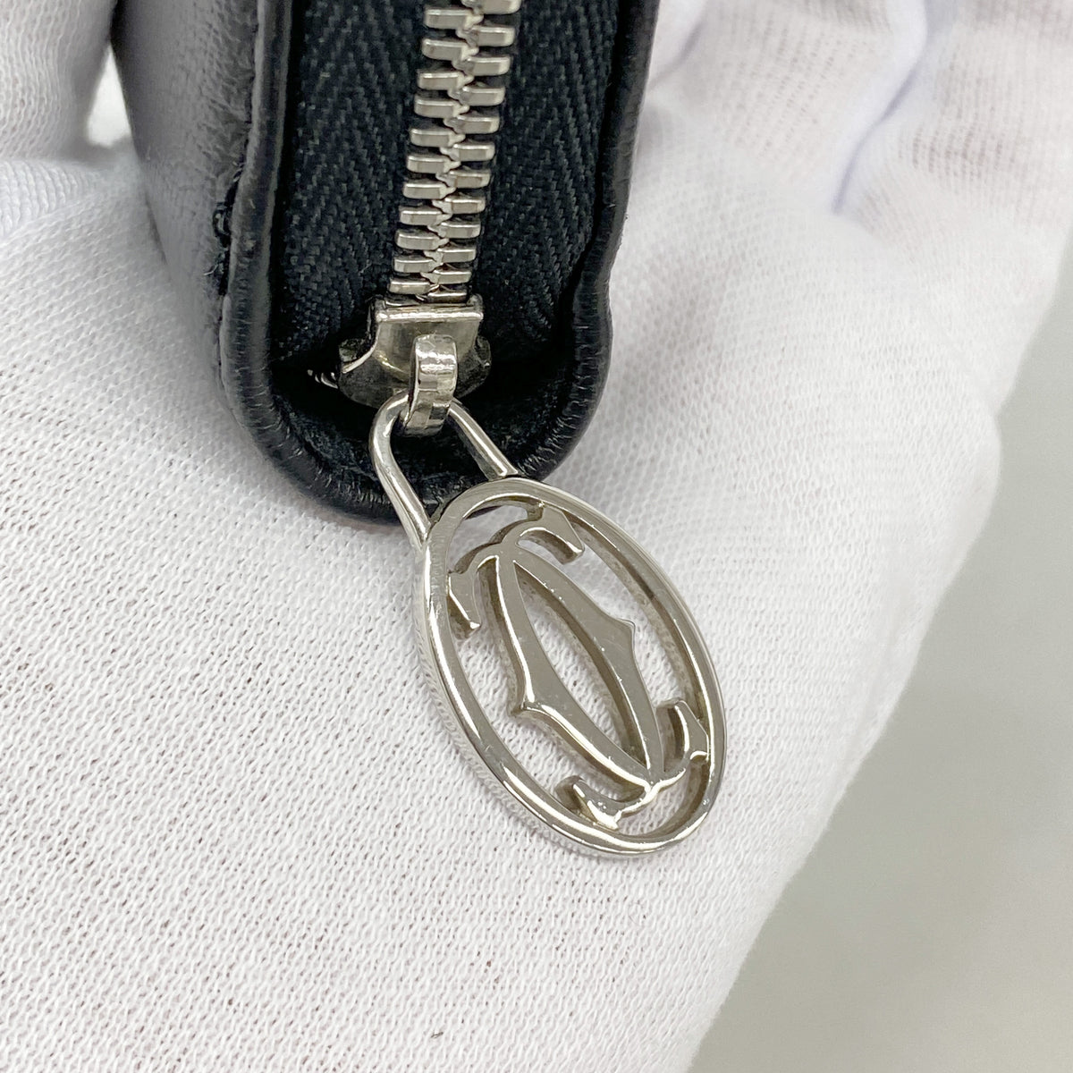 【6kc3172】カルティエ 長財布 マスト レザー ブラック シルバー金具【中古】レディース