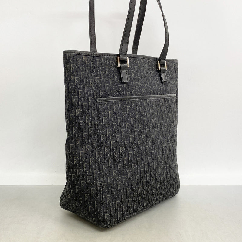 【6kc3210】クリスチャンディオール トートバッグ トロッター キャンバス ブラック シルバー金具【中古】レディース