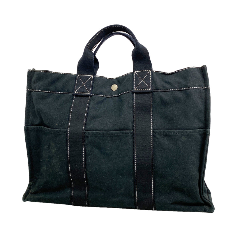 【6kc3211】エルメス トートバッグ ドーヴィルMM キャンバス ブラック シルバー金具【中古】メンズ レディース ユニセックス