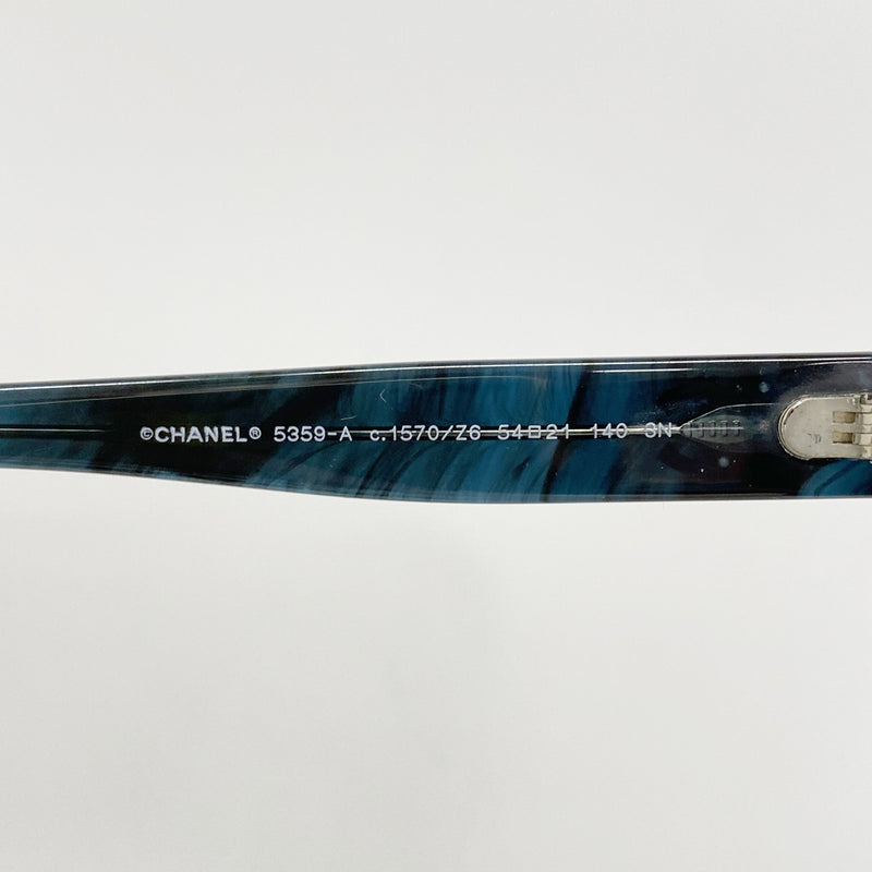 【6kc3212】シャネル サングラス 5359-A プラスチック ブルー ブラック シルバー金具【中古】レディース