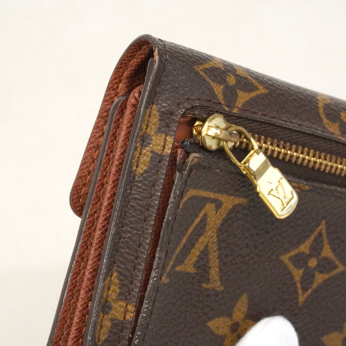 【6kc3248】ルイヴィトン 三つ折り財布 モノグラム ポルトフォイユコアラ M58013 ブラウン【中古】レディース