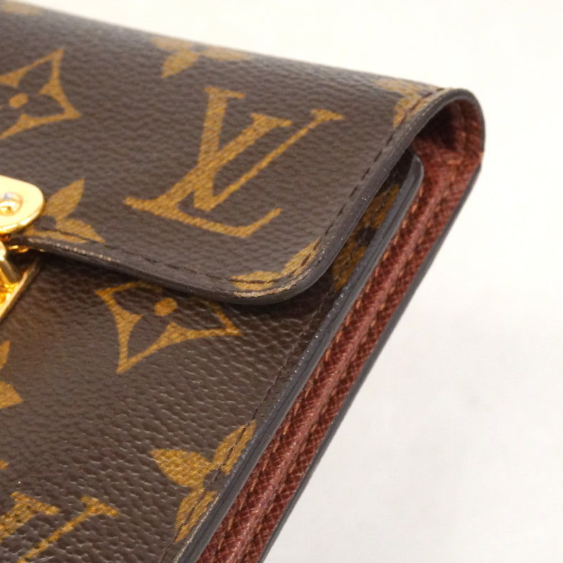 【6kc3248】ルイヴィトン 三つ折り財布 モノグラム ポルトフォイユコアラ M58013 ブラウン【中古】レディース