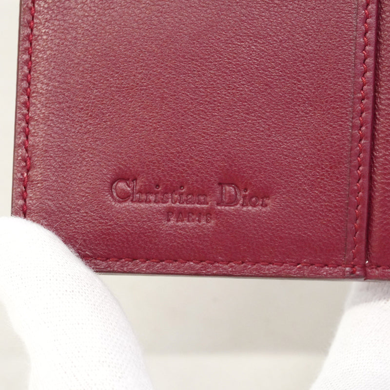 【6kc3251】クリスチャンディオール 財布 エナメル ボルドー シルバー金具【中古】レディース